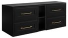 3xE living meuble bas de salle de bain, noir, 140 (2 x 60 + 20) x 46 x 58 cm