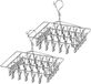 Merkloos Pack of 2 Foldable Rotatable Stainless Steel Clothes Rack with 30 Clips for Socks Underwear Bras Baby Clothing Gloves