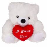 Merkloos Out Of The Blue Kg Moederdag knuffelbeertje I love you wit - Pluche teddybeer met hartje