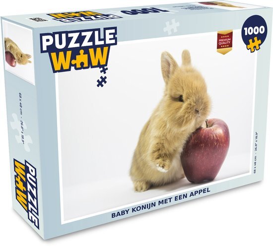 MuchoWow Puzzel Konijn - Baby - Appel - Legpuzzel - Puzzel 1000 stukjes volwassenen