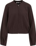 WE Fashion Dames jersey bombervest met structuur en plooidetails - Dark brown - S