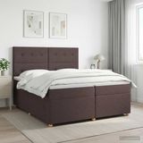 vidaXL Boxspringbed met matras Donkerbruin 200 x 200 cm Stof