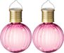 Lumineo 4x stuks Led lampje/lampion solar verlichting roze 11 x 8 cm