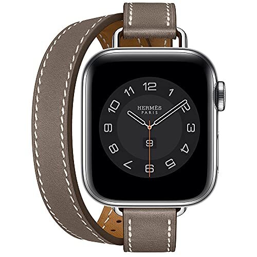 Mootes Slanke riem, compatibel met Apple Watch Band 38 mm 40 mm 41 mm 42 mm 44 mm 45 mm, dames lederen dubbele tour polsband voor iWatch SE serie 7/6/5/4/3/2/1, Grijs, 38mm/40mm/41mm