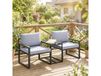 Outsunny Salon de jardin 3 pièces coussins 14cm et accoudoirs en composite bois-plastique 2 fauteuils et table d'appoint gris