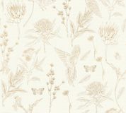 Living Walls VOGELS EN VLINDERS BEHANG | Botanisch & Dieren - Wit Bruin Beige Oranje - Vliesbehang - 1005 cm x 53 cm