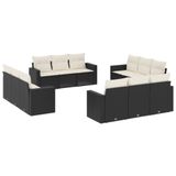 vidaXL 12-delige Loungeset met Kussens Poly Rattan Zwart