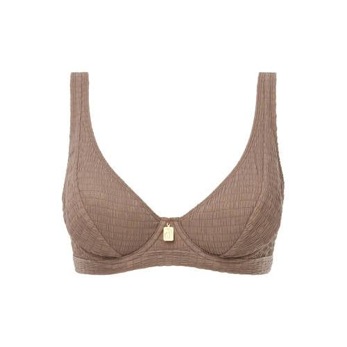 Annadiva Swim niet-voorgevormde beugel bikinitop Sparkling met lurex taupe
