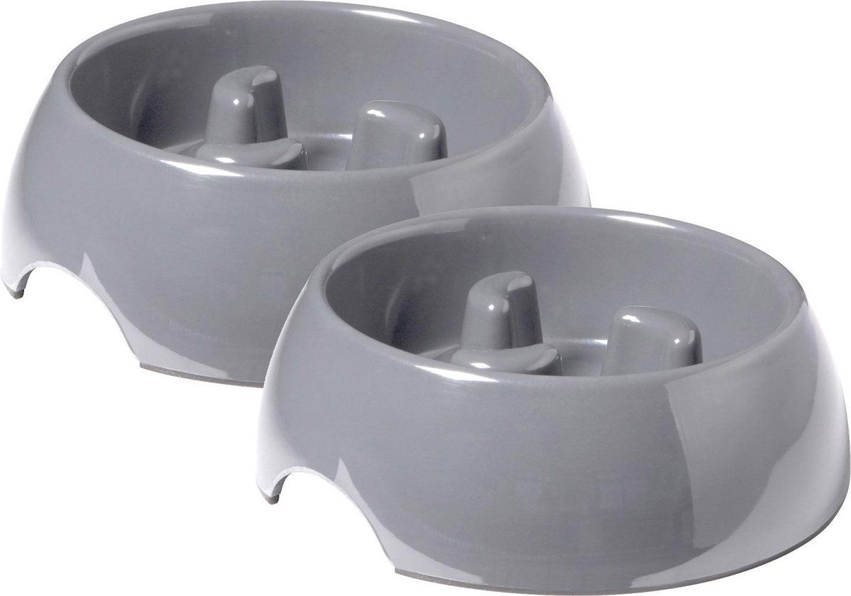 Adori Anti-Schrok Voerbak L 800ml Grijs - Hondenvoerbak - 2 x 22 cm