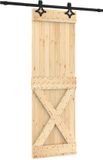 vidaXL Schuifdeur Naturel en Zwart 70 x 210 cm Massief Grenenhout