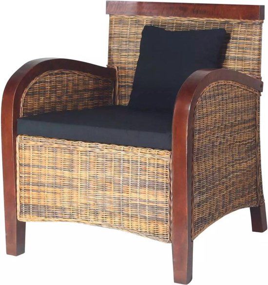 vidaXL Fauteuil handgeweven rattan bruin
