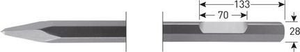 Rotec 6-kant Puntbeitel 500mm 6-kant ø28,0 met uitsparing