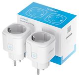 UPXNBOR Slimme Stekker, 16A Smart Home WiFi-Steker met Energiemeting | Werkt met Alexa en Google Home, Timer en APP-Afstandsbediening, Geen Hub Nodig, Alleen 2,4 GHz WiFi (2-Pack)