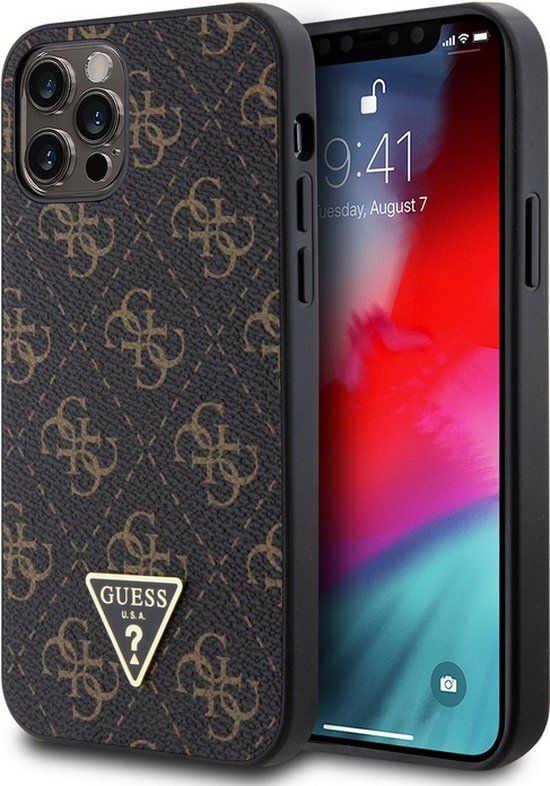 Guess 4G Triangle Logo Back Case - Apple iPhone 12/12 Pro (6.1") - Black