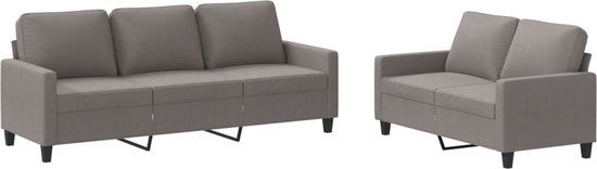 vidaXL 2-delige Loungeset met kussens stof taupe