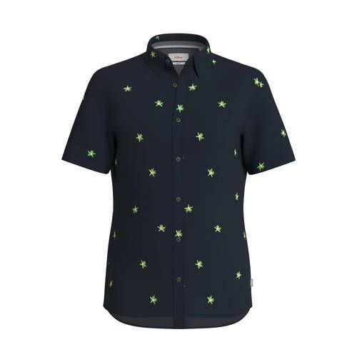 s.Oliver slim fit overhemd met all over print marine
