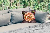PillowMonkey Tuinkussen - Pizza - Groente - Kruiden - Keuken - Industrieel - 40x40 cm - Weerbestendig