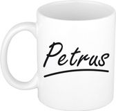 Bellatio Decorations Petrus Naam koffiemok - beker - met sierlijke letters - wit