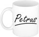 Bellatio Decorations Petrus Naam koffiemok - beker - met sierlijke letters - wit