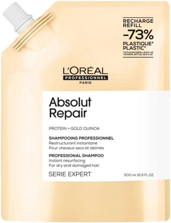 L'Oréal Professionnel Absolut Repair Shampoo Refill - Versterkende en herstellende formule - Voor droog en beschadigd haar – Navulverpakking 500ml