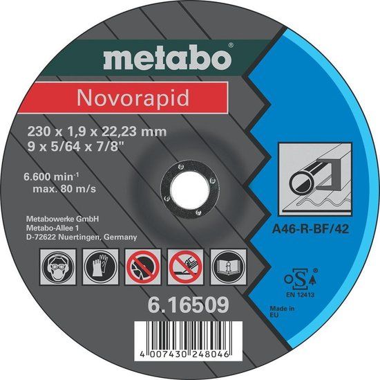 Metabo accessoires Metabo 616506000 Doorslijpschijf - 125 x 1 x 22,23mm - Staal