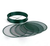 Merkloos Relaxdays Tuinzeef, 5-in-1, ronde zeef met verwisselbare inzetstukken, Ø 30 cm, groen