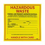 NMC HW1 Gevaarlijk afval - federale wet verbiedt onjuiste verwijdering label - [Pack van 25] 6 inch vierkant PS vinyl gevaarlijk afval label