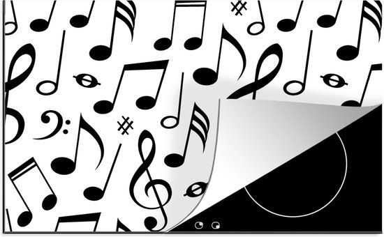 KitchenYeah® Inductie beschermer 77x51 cm - Muziek - Zwart Wit - Inductiebeschermer