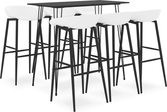 vidaXL 7-delige Barset Zwart en wit