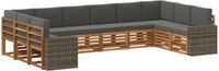 vidaXL - Hoek loungeset - 10 zitplekken - Polyester - Natuurlijk en antraciet