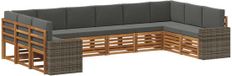 vidaXL - Hoek loungeset - 10 zitplekken - Polyester - Naturel et anthracite