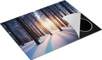 Chefcare Inductie Beschermer Bos met Sneeuw tijdens de Zonsondergang - 77x59 cm
