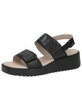 Caprice Dames Sandaal 9-28307-44 Zwart Leer Sleehak G-breedte Maat 40 EU