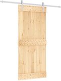 vidaXL Schuifdeur Natuurlijk en Wit 90 x 210 cm Massief Grenenhout