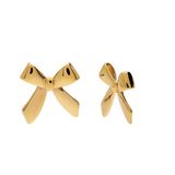 Lucardi Dames Stainless steel goldplated oorknoppen strik