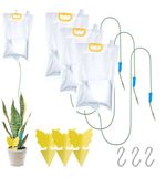 Merkloos Relaxdays Waterdruppelaar met gele stickers, 4 stuks, druppelsysteem, 3,5 liter, waterzakken voor kamerplanten, transparant