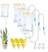 Merkloos Relaxdays Waterdruppelaar met gele stickers, 4 stuks, druppelsysteem, 3,5 liter, waterzakken voor kamerplanten, transparant