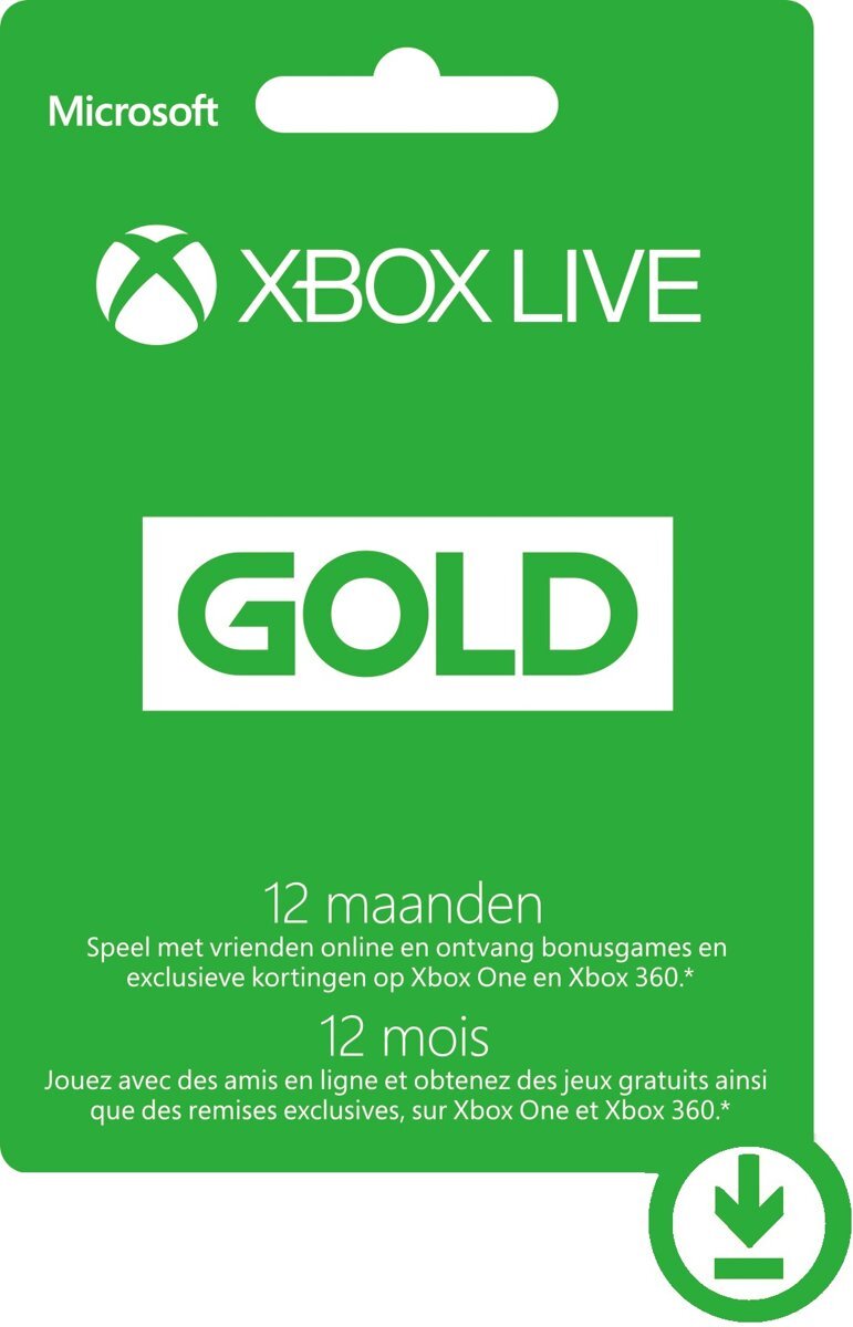 Microsoft Xbox Live Gold Abonnement 12 Maanden - Xbox 360 + Xbox One