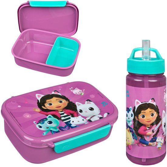 4KidsOnly Undercover Gabby's Dollhouse lunchset; drinkfles en lunchbox