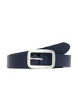 s.Oliver Leren riem met rechthoekige frame-sluiting en logo-details, diepblauw, 90
