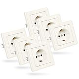 Greate 6 stuks complete inbouwstopcontacten 250 V AC 16 A IP20 | Wit stopcontact met frame, inbouwinzetstuk en deksel - stekkerset - inbouwstopcontact