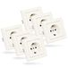 Greate 6 stuks complete inbouwstopcontacten 250 V AC 16 A IP20 | Wit stopcontact met frame, inbouwinzetstuk en deksel - stekkerset - inbouwstopcontact