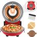 Pizzaoven électrique pour usage intérieur - Pierre à pizza en céramique émaillée de 30 cm - 1200 W - 420 °C - Contrôle de température à double bouton - Prise UE - Or