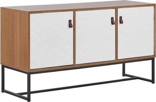 Beliani NUEVA Sideboard - Lichte houtkleur/Wit - MDF - Design Dressoir