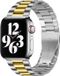 By Qubix - Stalen schakelband - Zilver met goud - Geschikt voor Apple Watch 38mm / 40mm / 41mm / 42mm