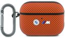 BMW étui pour AirPods Pro 3, avec motif surpiqûre, Polyamid, logo métallique et mousqueton, couleur orange