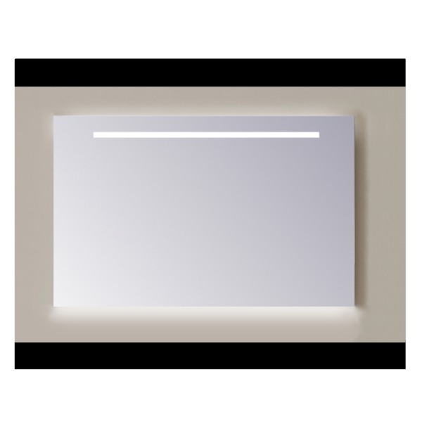 Sanicare Q-mirrors spiegel zonder omlijsting / PP geslepen 100 cm horizontale strook + Ambi licht onder warm white leds LWD.60100
