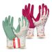 Gebol Flower Duo | 2 paar | maat S (maat 7) | tuinhandschoenen dubbelpak in de trendy kleuren 2023 | werkhandschoen met bloemenpatroon | zachte latex coating voor een goede grip | voor dames | rood