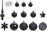 G. Wurm Kerstballen pakket - 111-delig - zwart - kunststof - incl. piek