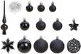 G. Wurm Kerstballen pakket - 111-delig - zwart - kunststof - incl. piek